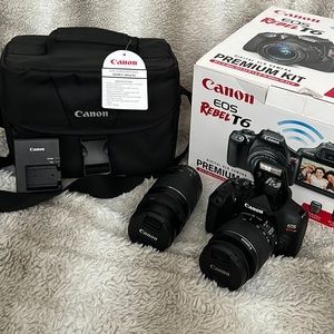 New with Box Canon EOS Rebel T6 DSLR Camera with 2 lens for sale!